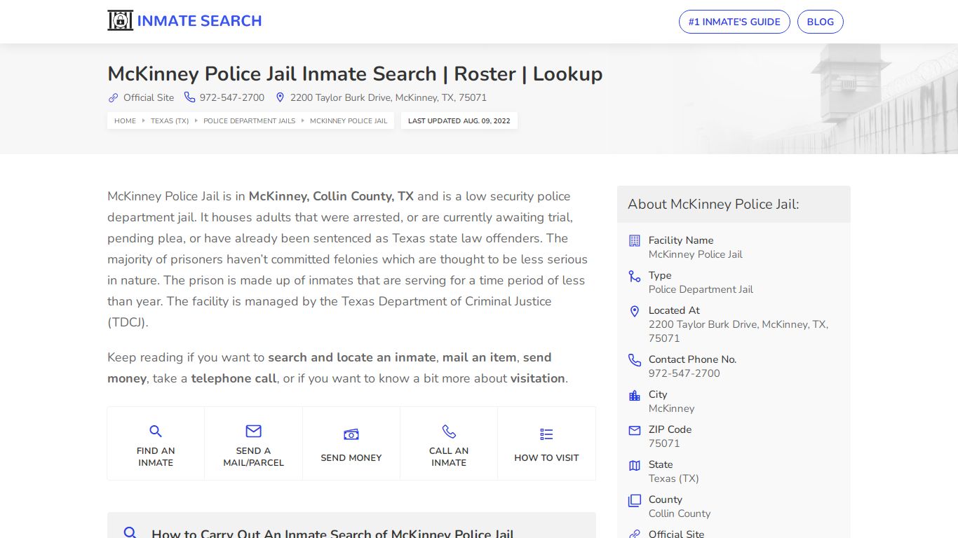 McKinney Police Jail Inmate Search | Roster | Lookup