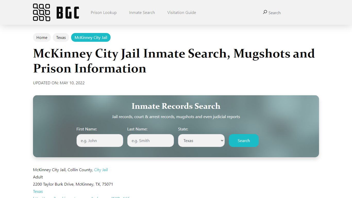 McKinney City Jail Inmate Search, Mugshots, Visitation ...